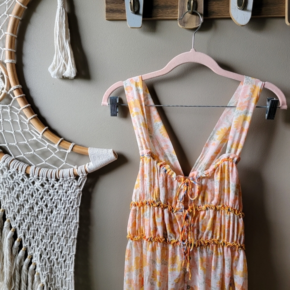 Intimately Free People | Dance With Me Floral Sheer Maxi Dress Ivory Combo Nwot - Picture 5 of 9